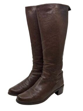 STUART WEITZMAN~Zippy~KNEE HIGH RIDING BOOTS Brown Nappa Leather IOB Size 8